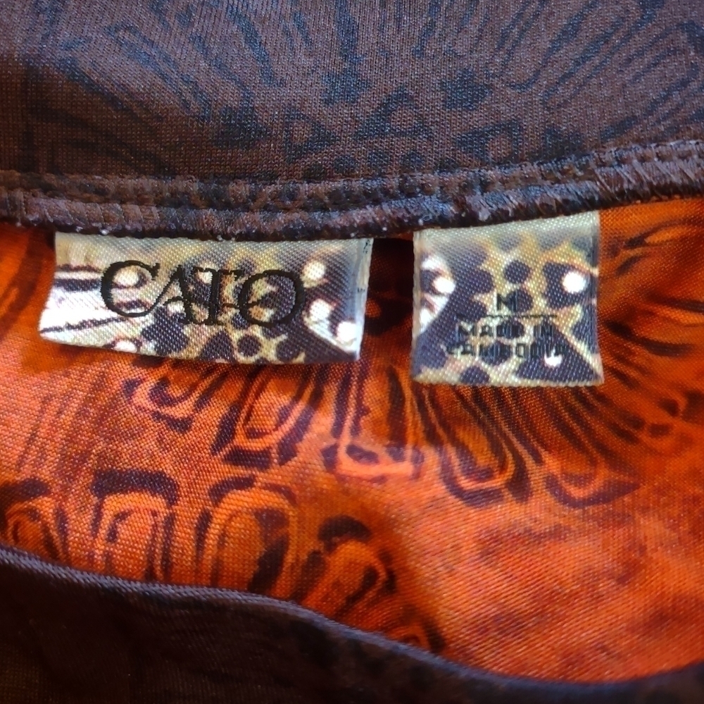 Cato women's size medium black and orange short sleeve blouse shirt top - Picture 6 of 6